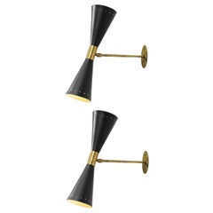 Modern Italian Sconce Large Black Diabolos Tuba in Style Stilnovo ML136