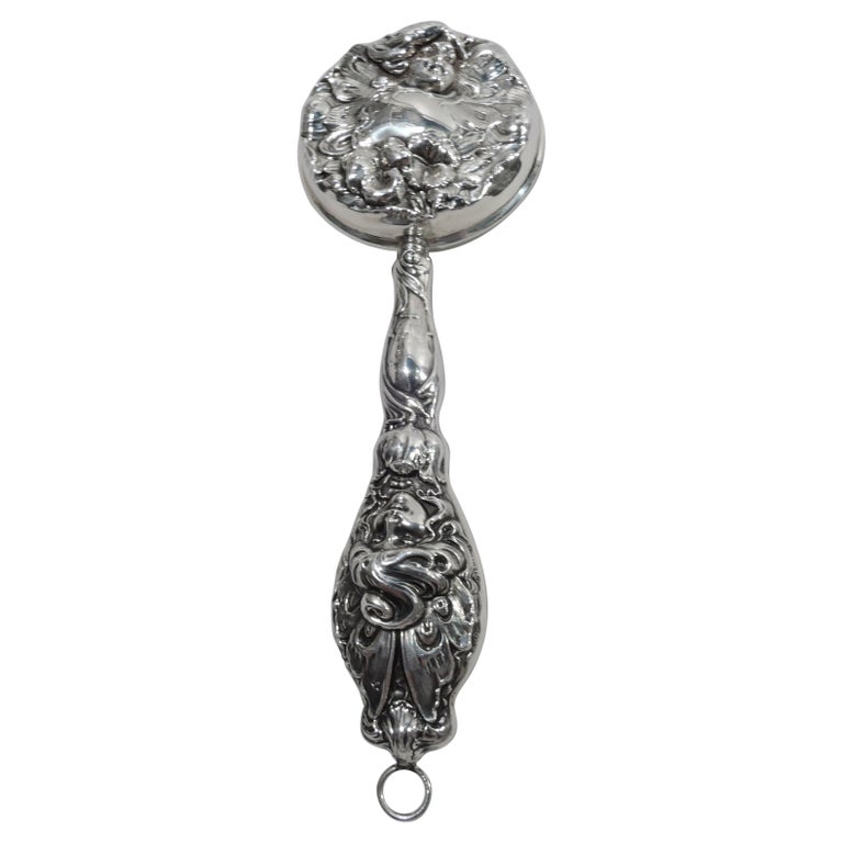 Antique American Art Nouveau Sterling Silver Baby Rattle For Sale at ...
