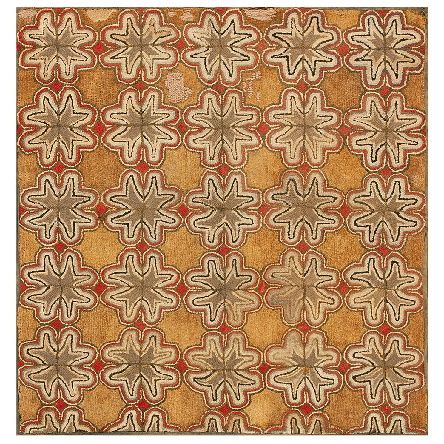 Late 19th Century American Hooked Rug ( 4' 6" x 4' 8" - 137 x 142 cm )