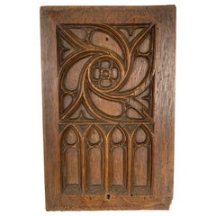 Vintage French Oak Gothic Revival Panel