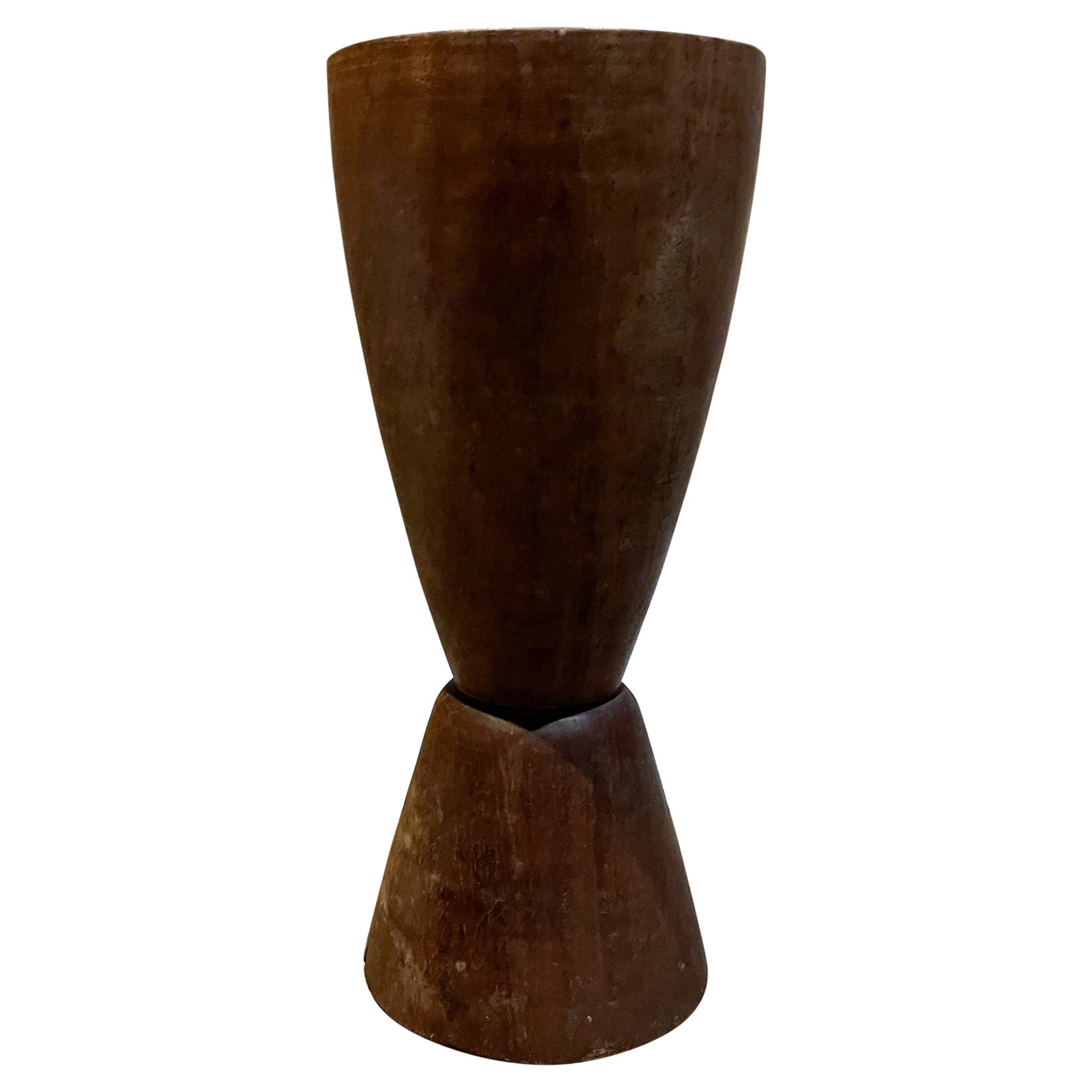Vaso a calice in legno massiccio messicano Palo Fierro degli anni '70