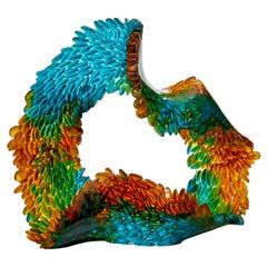 Kelp Swell, Glass Sculpture in Turquoise, Green & Amber by Nina Casson McGarva