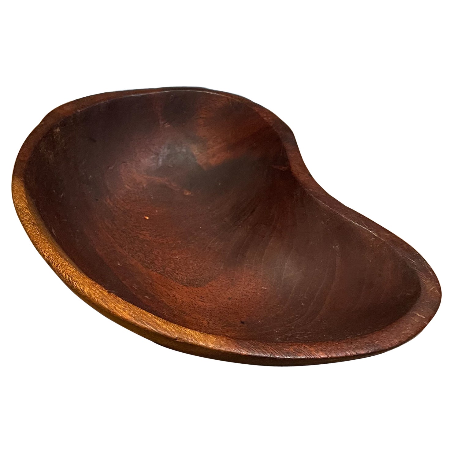 Handmade Biomorphic Wood Bowl Catch it All Modern Don Shoemaker Mexico 1970s