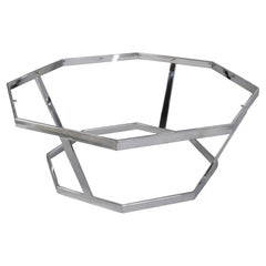 Octagonal Chrome Coffee Table in the Style of Milo Baughman