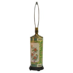 Oriental Porcelain Famille Vert Cylinder Vase Mounted as a Lamp, 20th Century