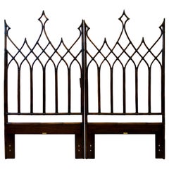 Pair of Dark Bamboo Gothic Revival Twin Headboards by McGuire