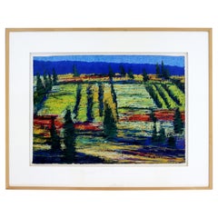 Mid-Century Modern Framed Pastel Art Painting Signed John Brunsdon Above Velarde