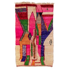 Marokkanischer Berber Beni Ourain Mehrfarbiger Wollteppich in abstraktem Design