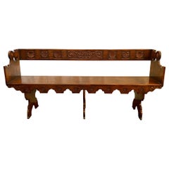 Antique 19th Century French Carved Walnut Banquette Bench, circa 1880