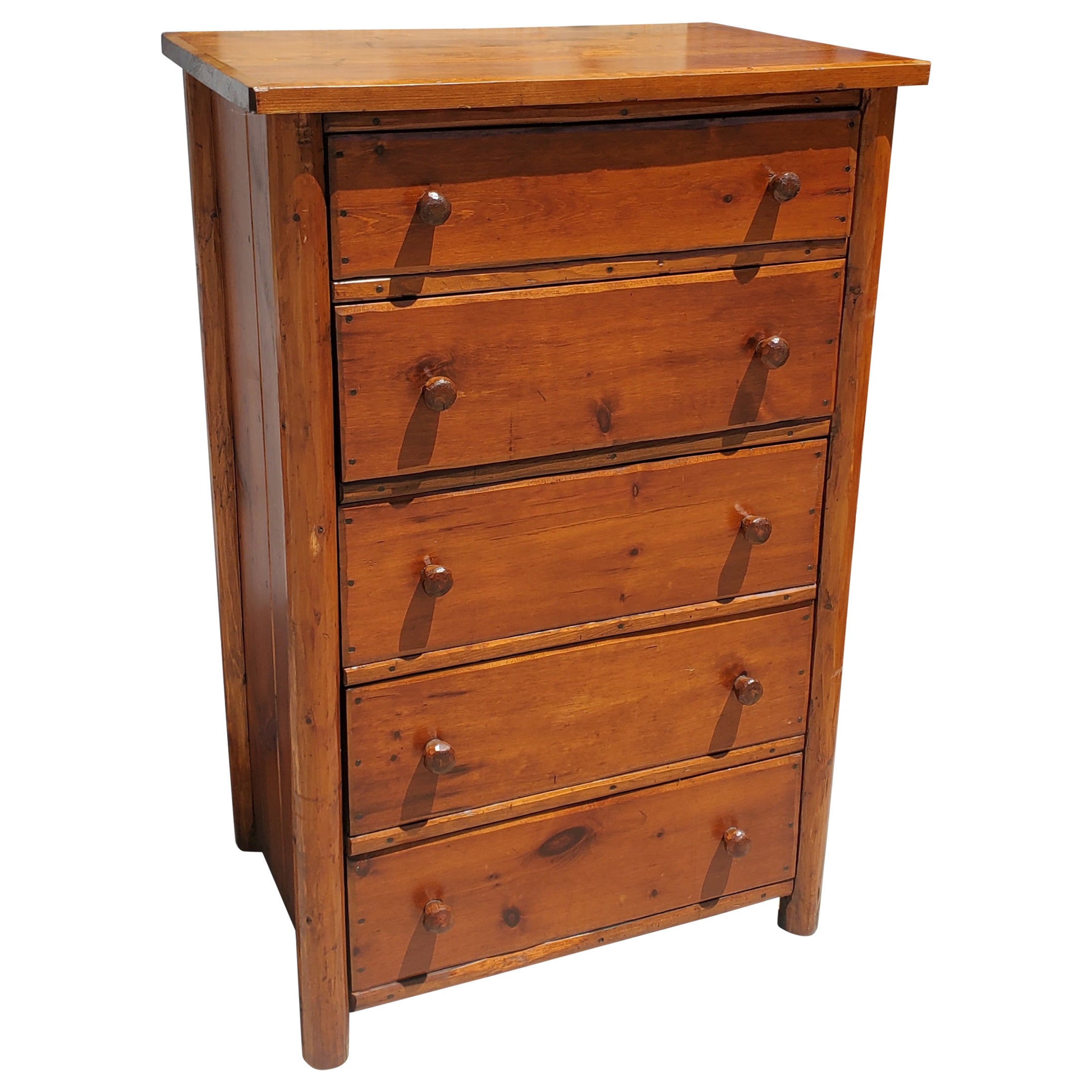 1940's Hand Carved Habitat Shop Chest of Five Drawers at 1stDibs