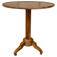 Antique French Round Side Table with Three-Leg Cabriole Pedestal Base