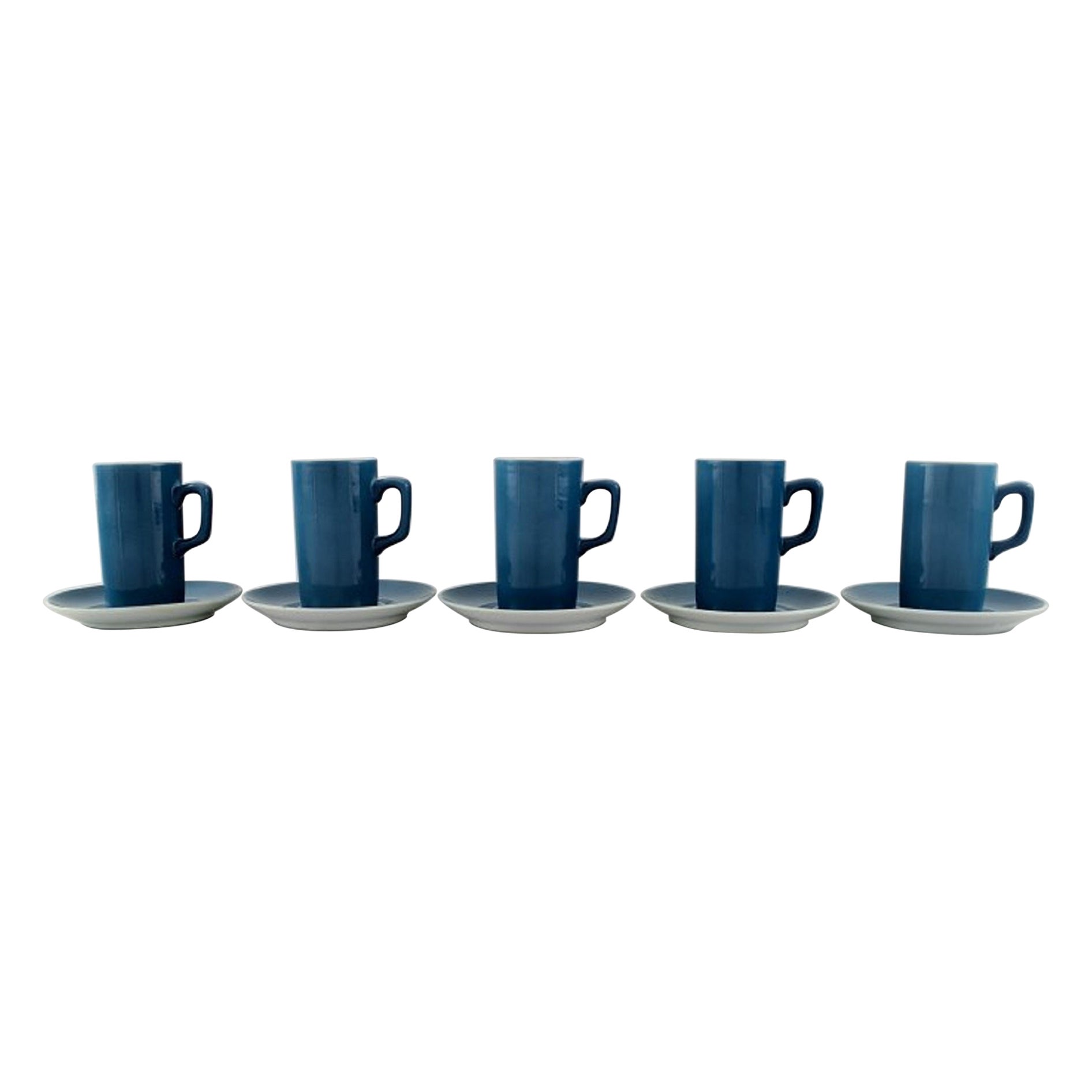 Kenji Fujita for Tackett Associates, Five Coffee Cups with Porcelain Saucers