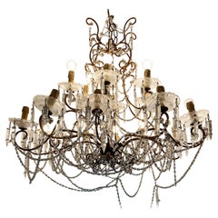 Nineteenth Century Sicilian Chandelier with Glass and Gilded Iron, Sicily 18th