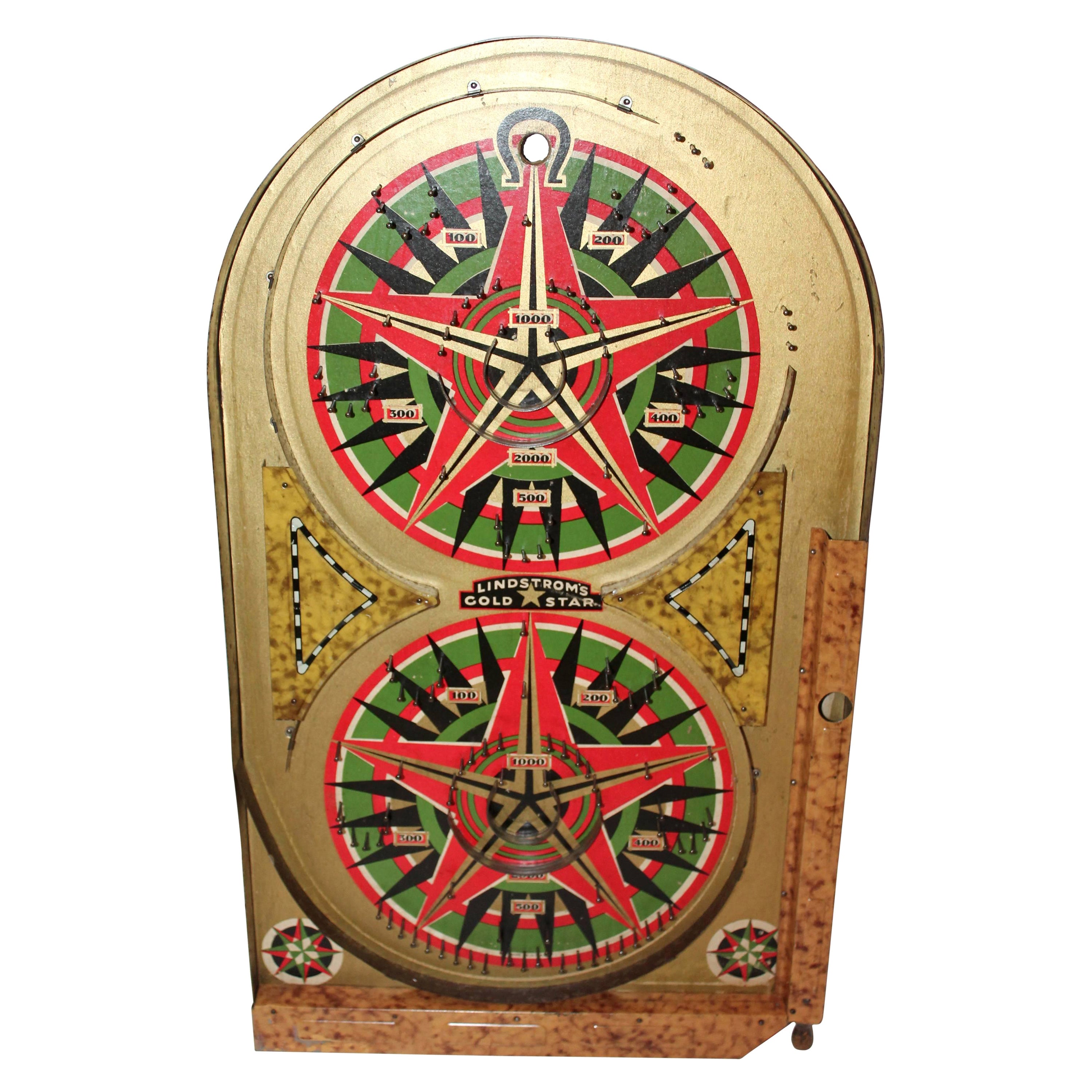 Lindstrom's Gold Star Marble Game Board, Dated 1934 For Sale