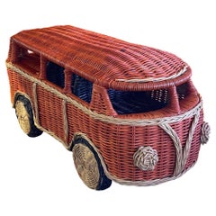 Hand-Made Wicker Volkswagen Van / Camper Sculpture