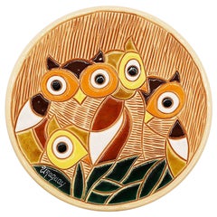 Vintage Decorative Wall Hanging Owl Plate, Uruguay