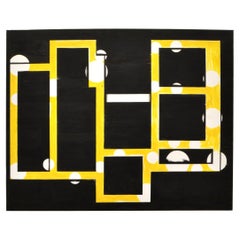 Minimalist Modern Geometric Abstract painting - black yellow canvas Eduardo Barc