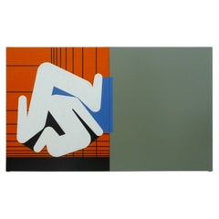 Modern Geometric Abstract canvas by Eduardo Barco Blue Orange Contemporary 