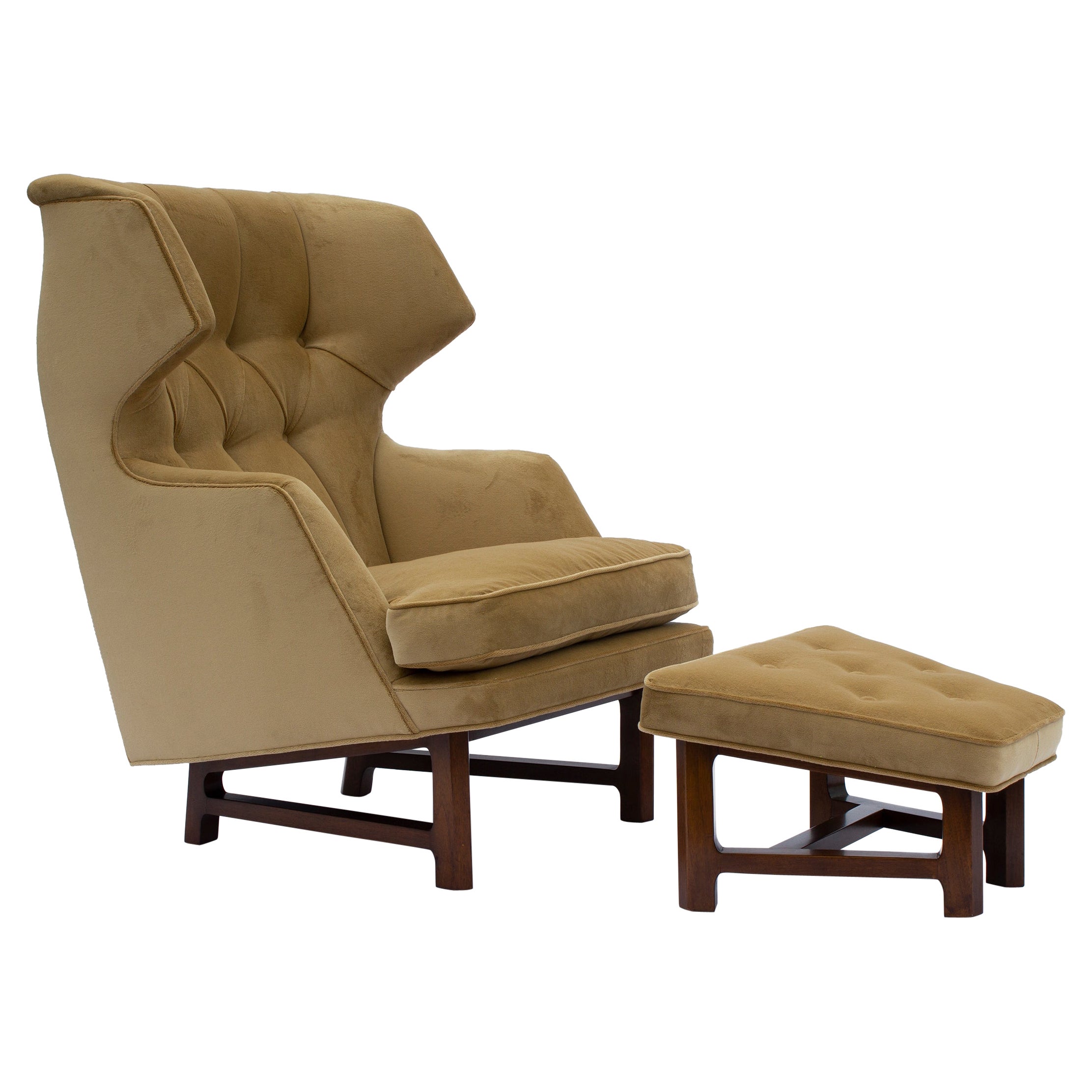 Edward Wormley for Dunbar Janus Wing-Back Lounge Chair & Ottoman Model 5761