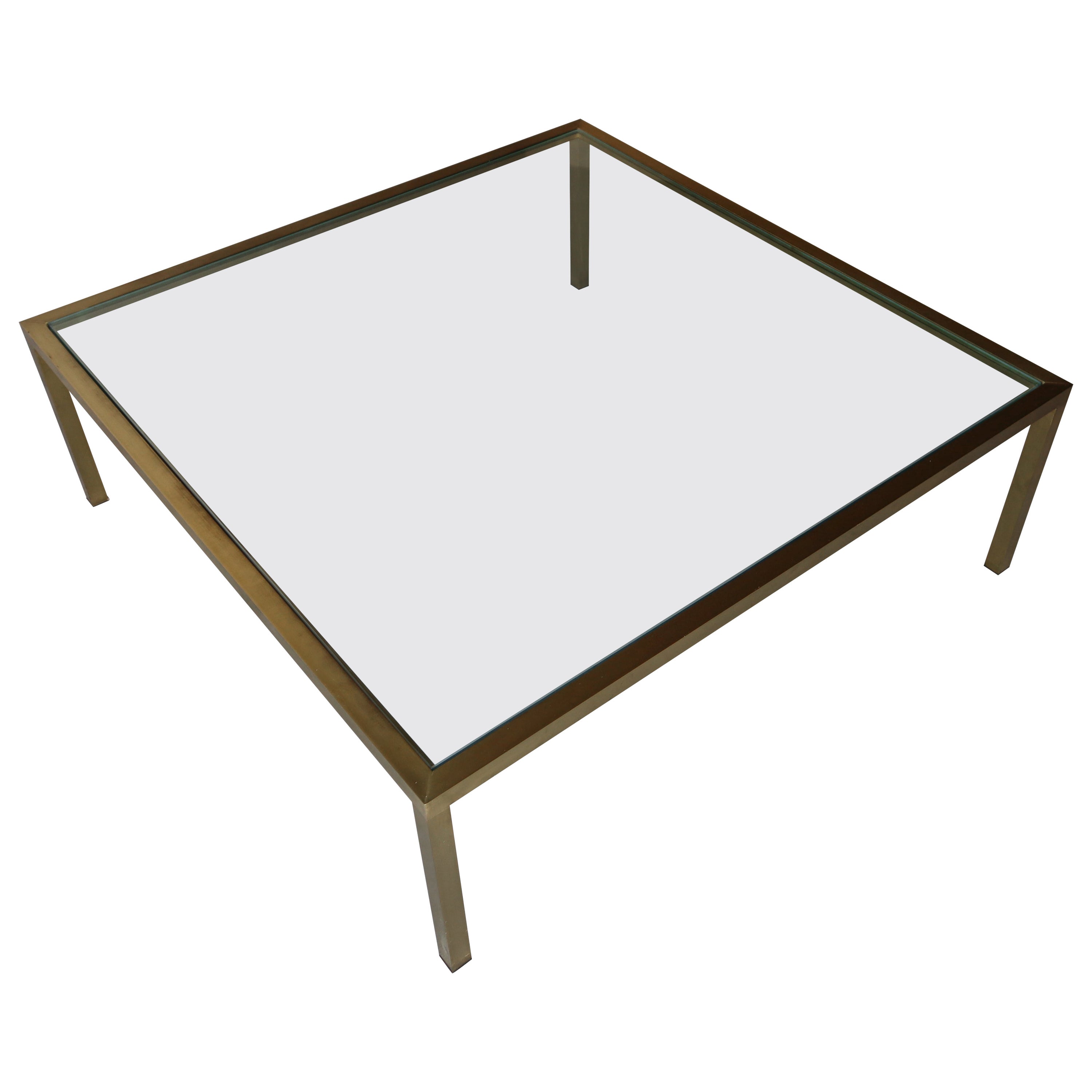 Vintage Brass, Lucite and Glass Square Coffee Table at 1stDibs