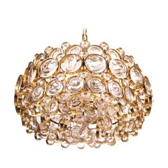 1 (of 2) 1960 Germany Palwa Chandelier Crystal & Gilt Brass by Gaetano Sciolari