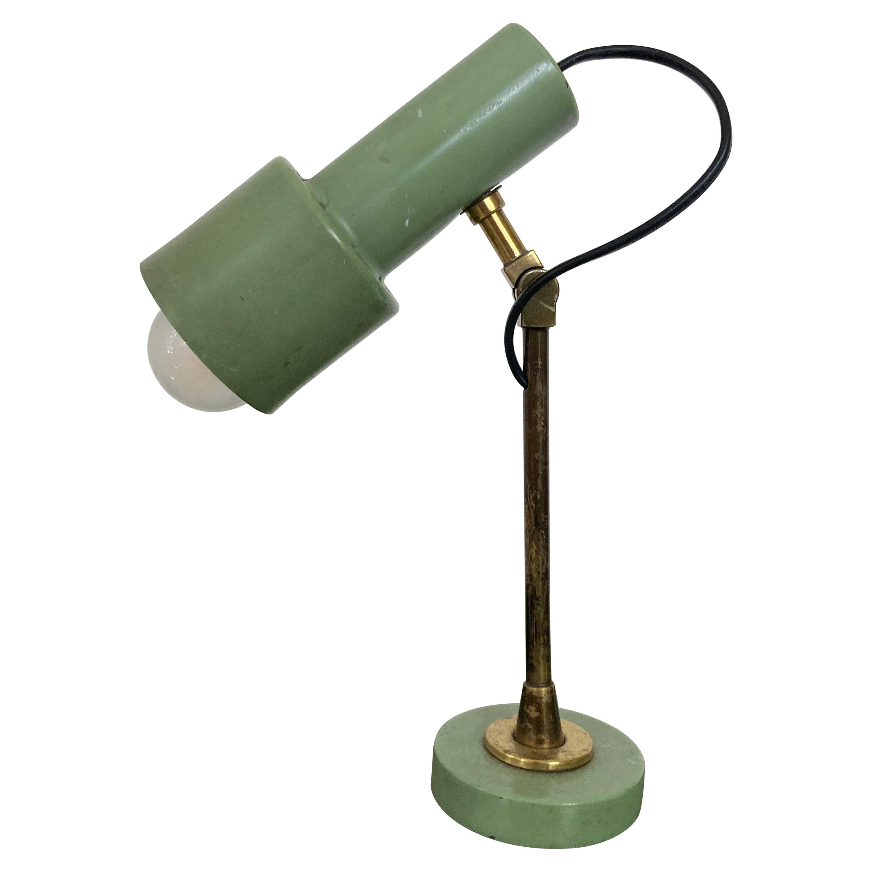 Mid-Century Modern Stilnovo Table Lamp in Green Lacquered Metal, Milano, 1950s