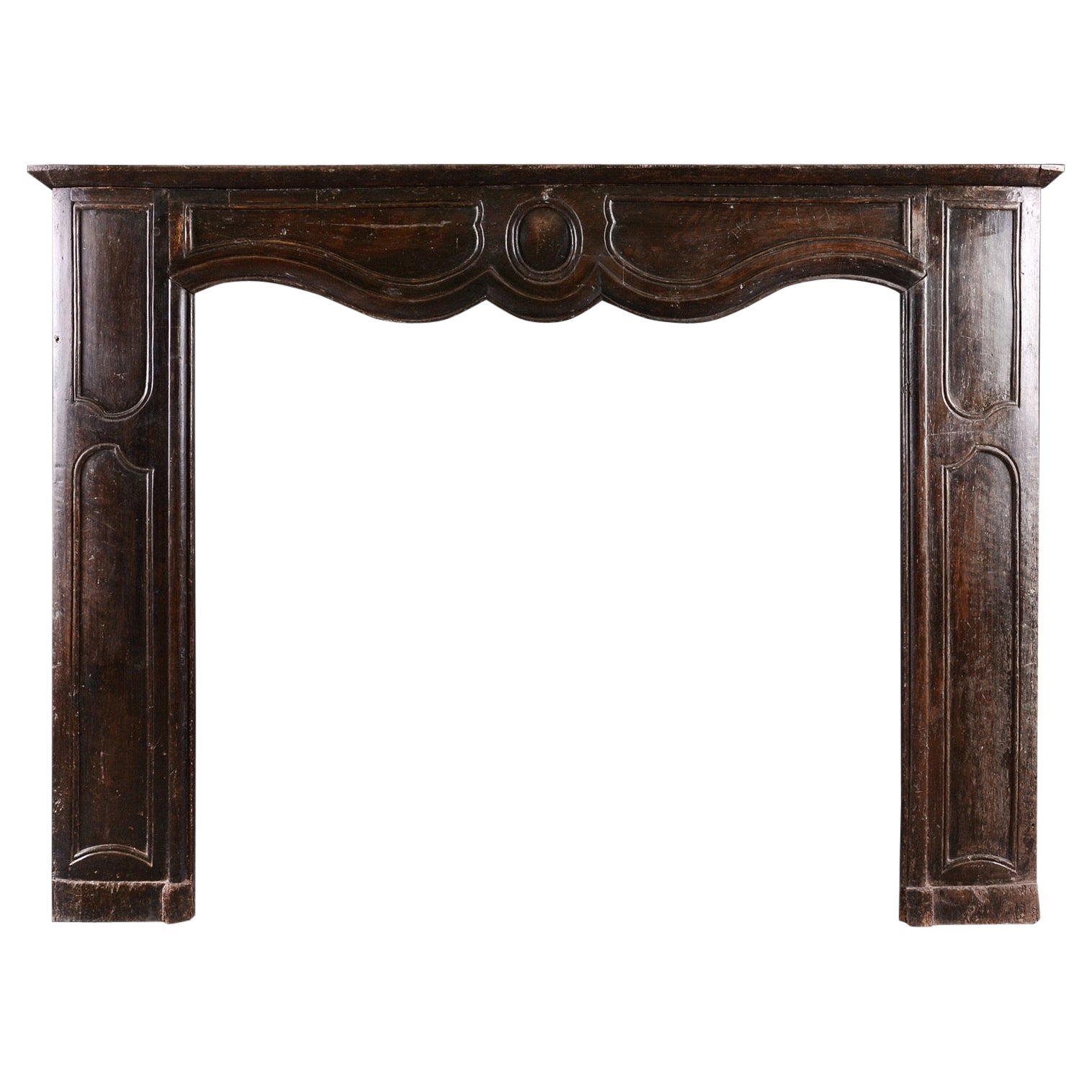 Period Transitional Louis XIV/XV Fireplace in Walnut For Sale