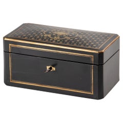 19th Century Napoleon III Tea Caddy Inlaid with Copper and Mother of Pearl