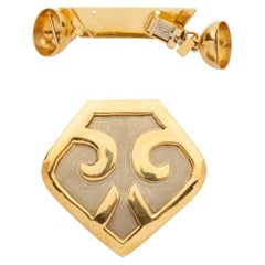 Vintage Gold Clasp for Necklace with Caucasian Carpet Symbol