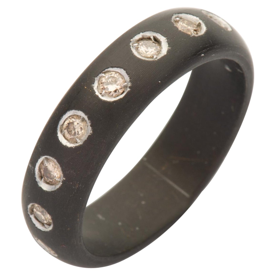 Modern Black Ring with Glitters For Sale