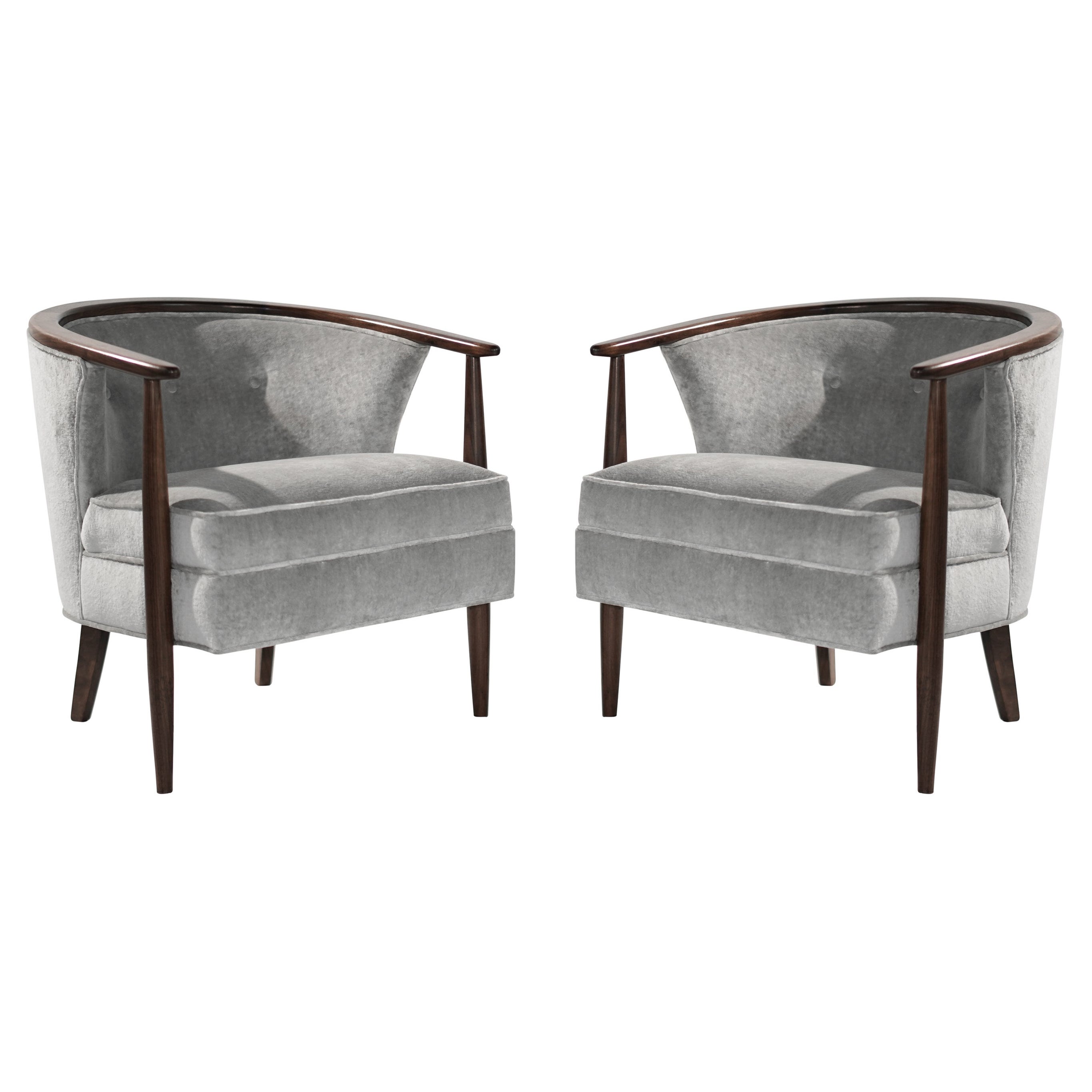 Set of Scandinavian Modern Barrel Lounge Chairs, 1950s