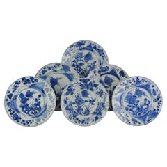 Set Antique Chinese Kangxi Plates Dinner Set Cobalt Dish Blue White Lotus
