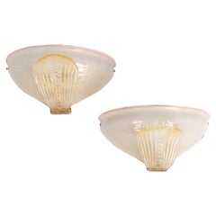 Pair of Mid-Century Italian Murano Glass Sconces Gold-Rose Colored, 1970s