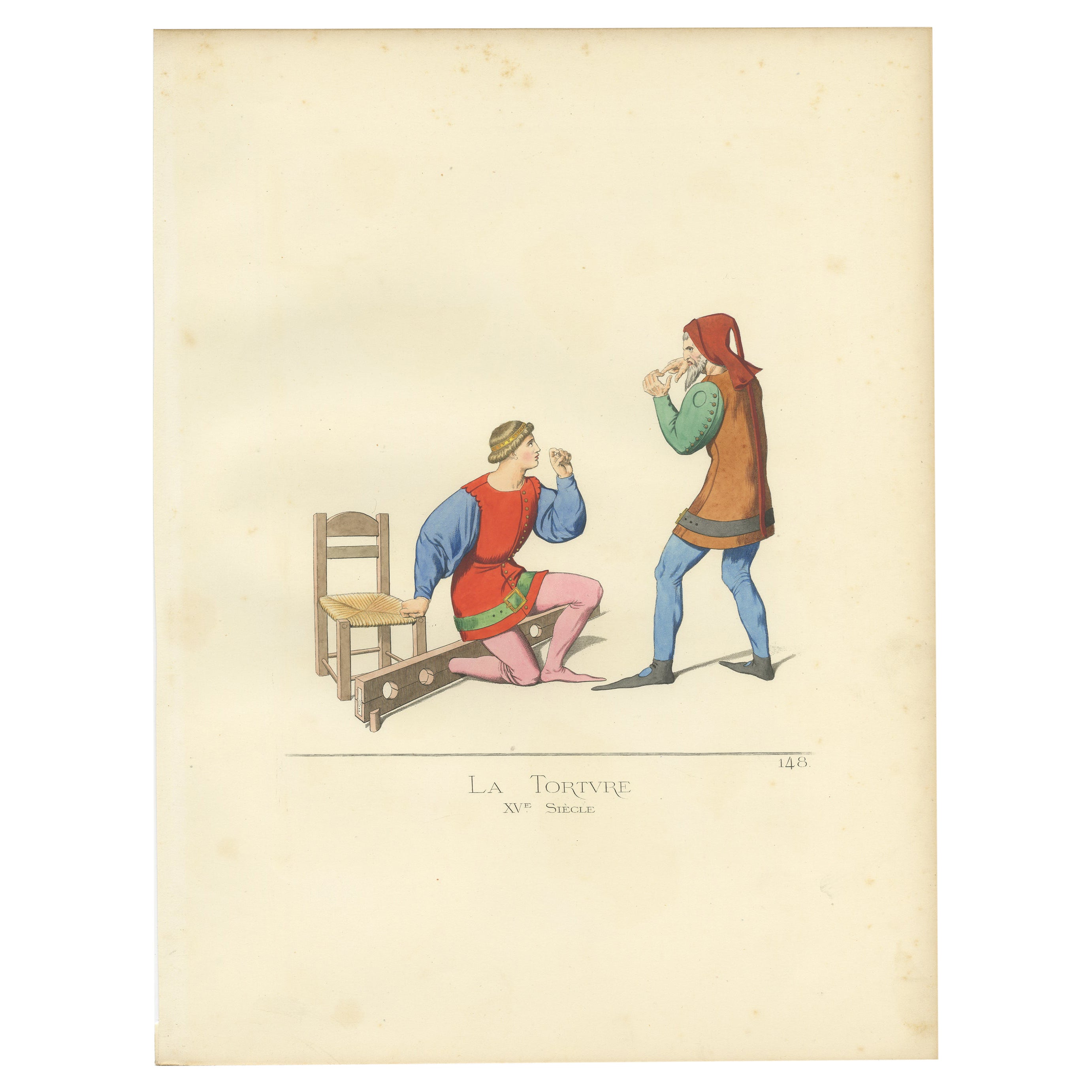 Antique Print of Torture / Punishment by Bonnard, 1860 For Sale