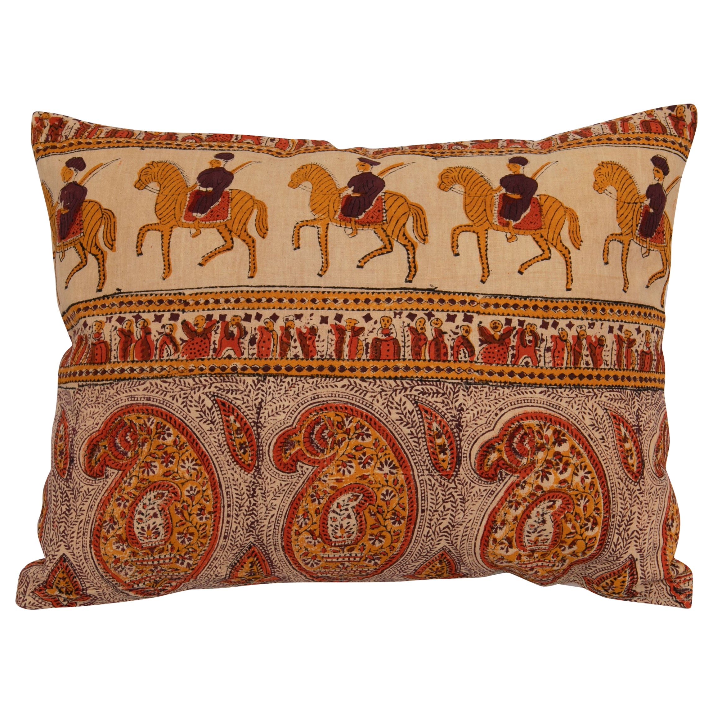 Pillow Case Made from an Indian Kalamkari, Early 20th C For Sale