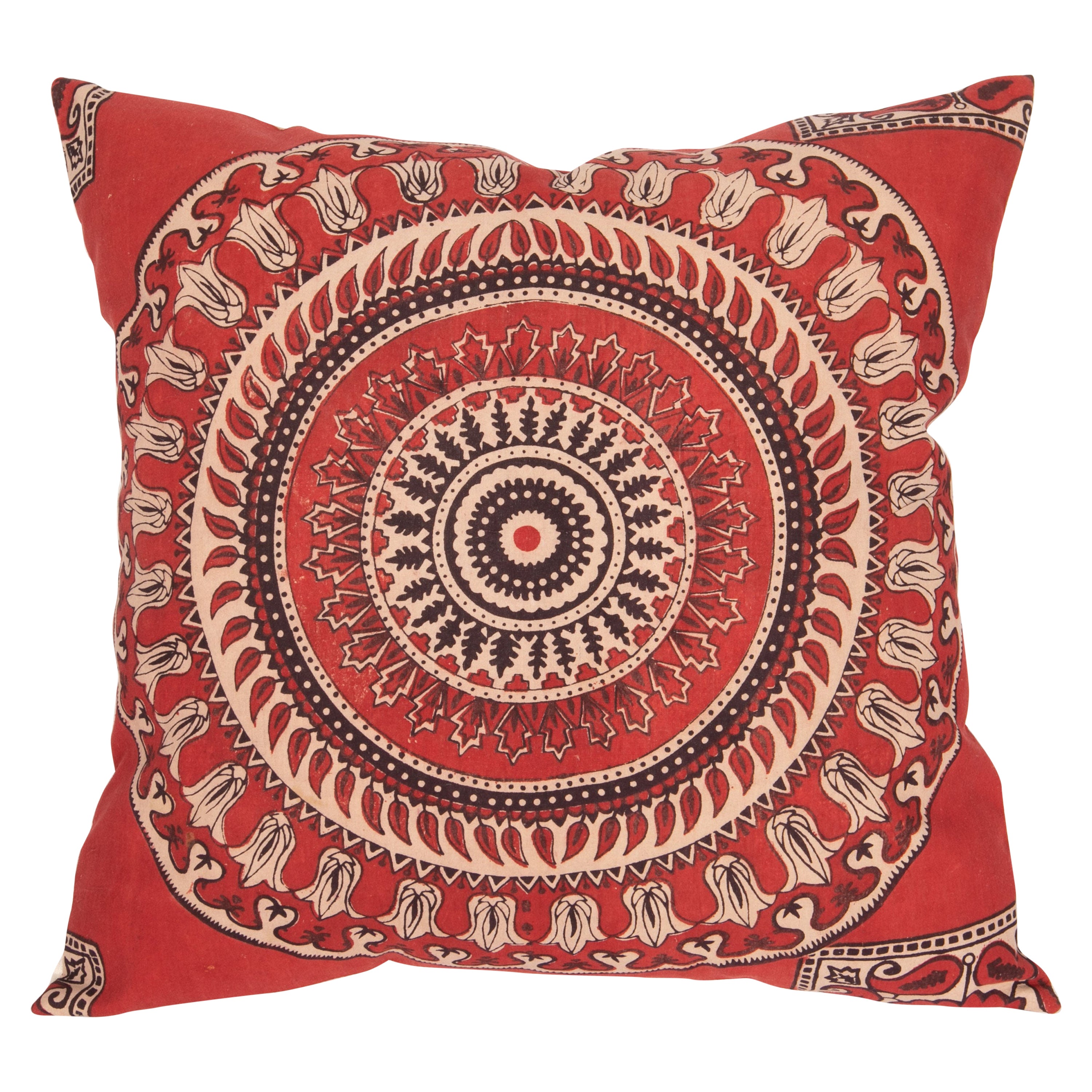 Pillow Case Made from an Uzbek Block Print, Early 20th C For Sale at