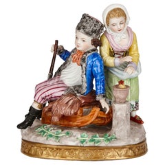 Groupe de jeunes couples en porcelaine Sitzendorf