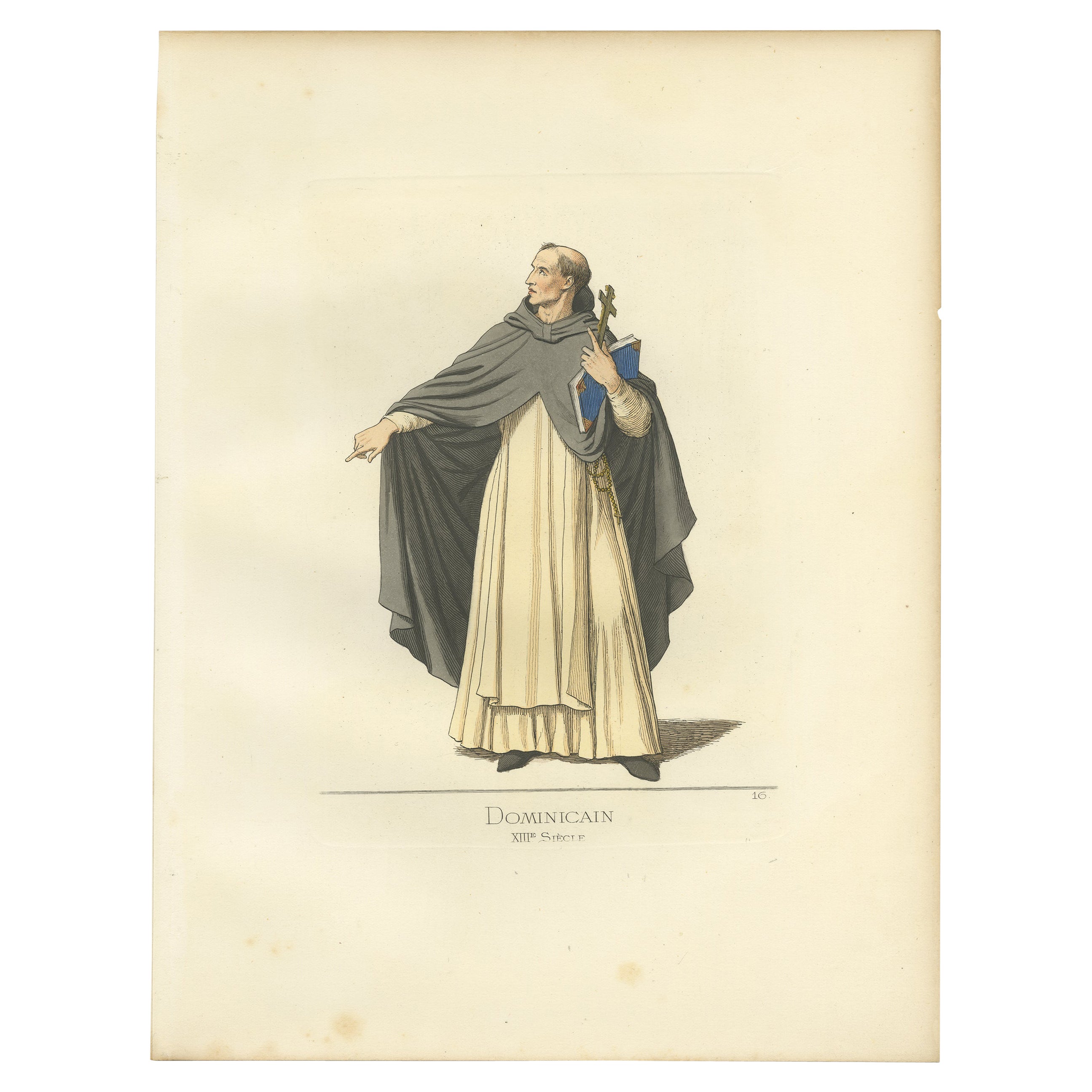Antique Print of a Member of the Dominican Order by Bonnard, 1860 For Sale