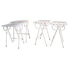 2 lot de 2 tables gigognes en fer forgé pour patio de jardin attribuées à Salterini