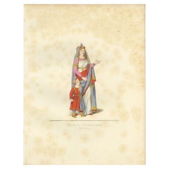 Antiker Druck einer venezianischen Adelsfrau von Bonnard, 1860