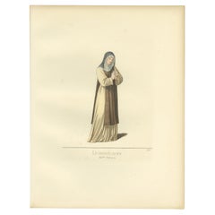 Antique Print of a Female Member of the Dominican Order by Bonnard, 1860