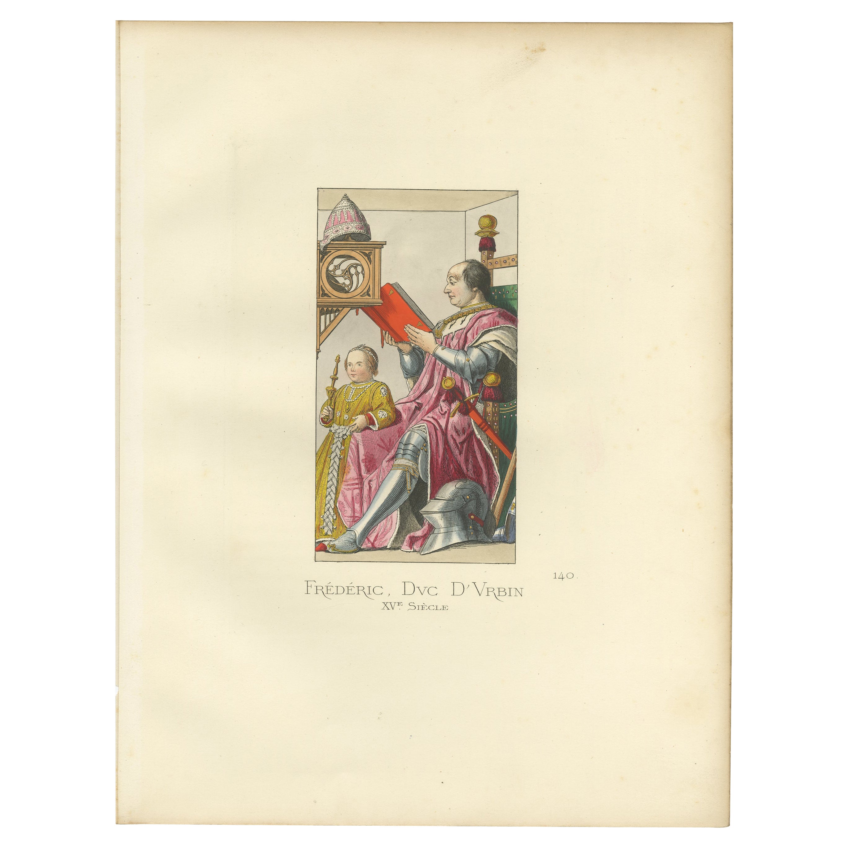 Antique Print of Federico da Montefeltro of Italy, 1860 For Sale