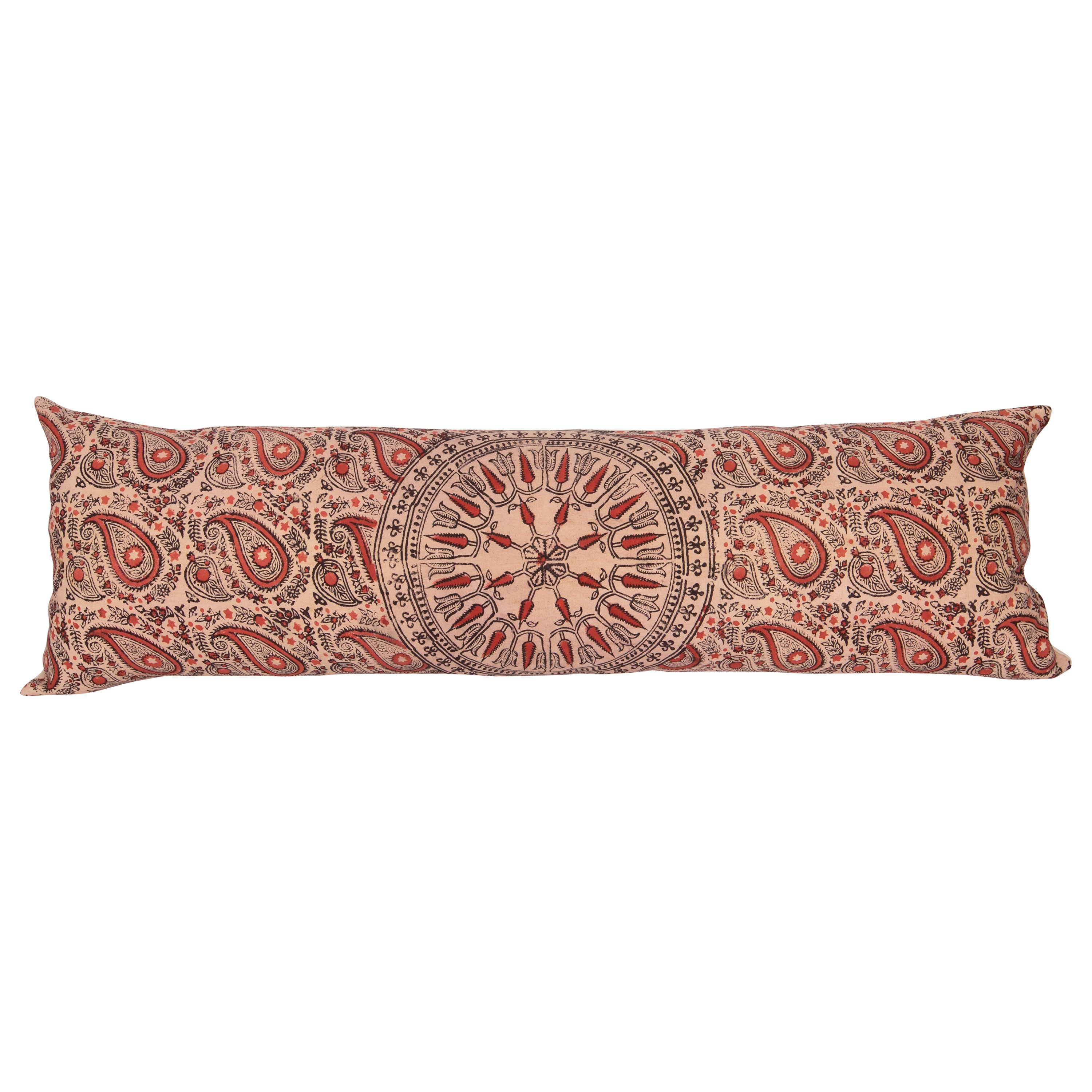 Body Pillow Case Made from an Uzbek Block Print, Early 20th C