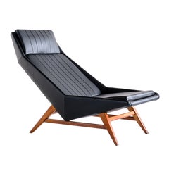 Used Svante Skogh Lounge Chair in Leather and Beech, AB Hjertquist & Co, Sweden, 1955