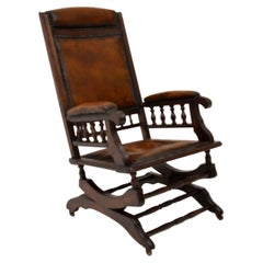 Antique Victorian Leather Rocking Chair