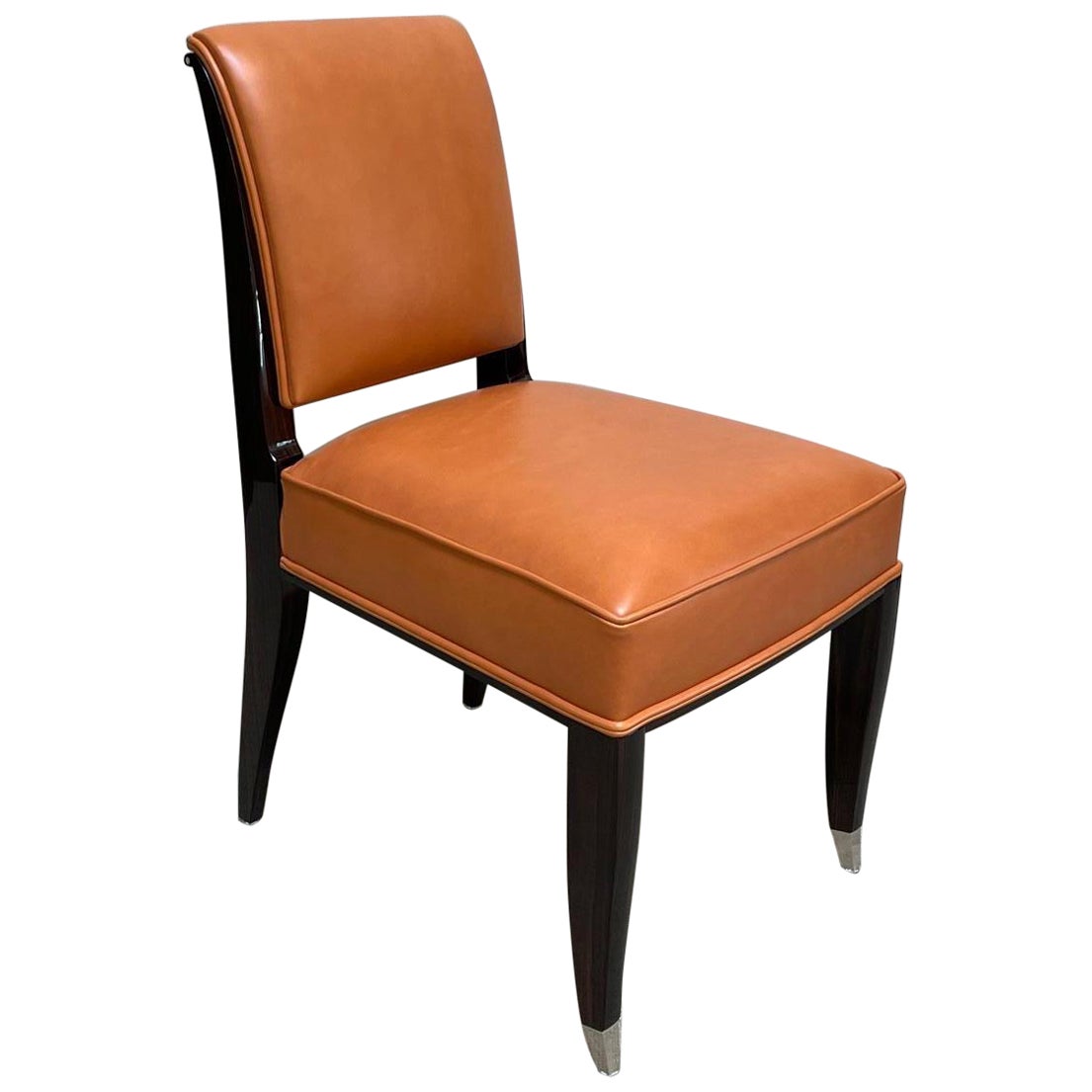 Elégante chaise Art Déco en bois de Macassar fabriquée à la main dans le style de J. E. Ruhlmann en vente