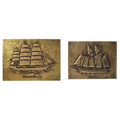 Vintage Decorative Maritime Gilt Wall Plaques, 1960s