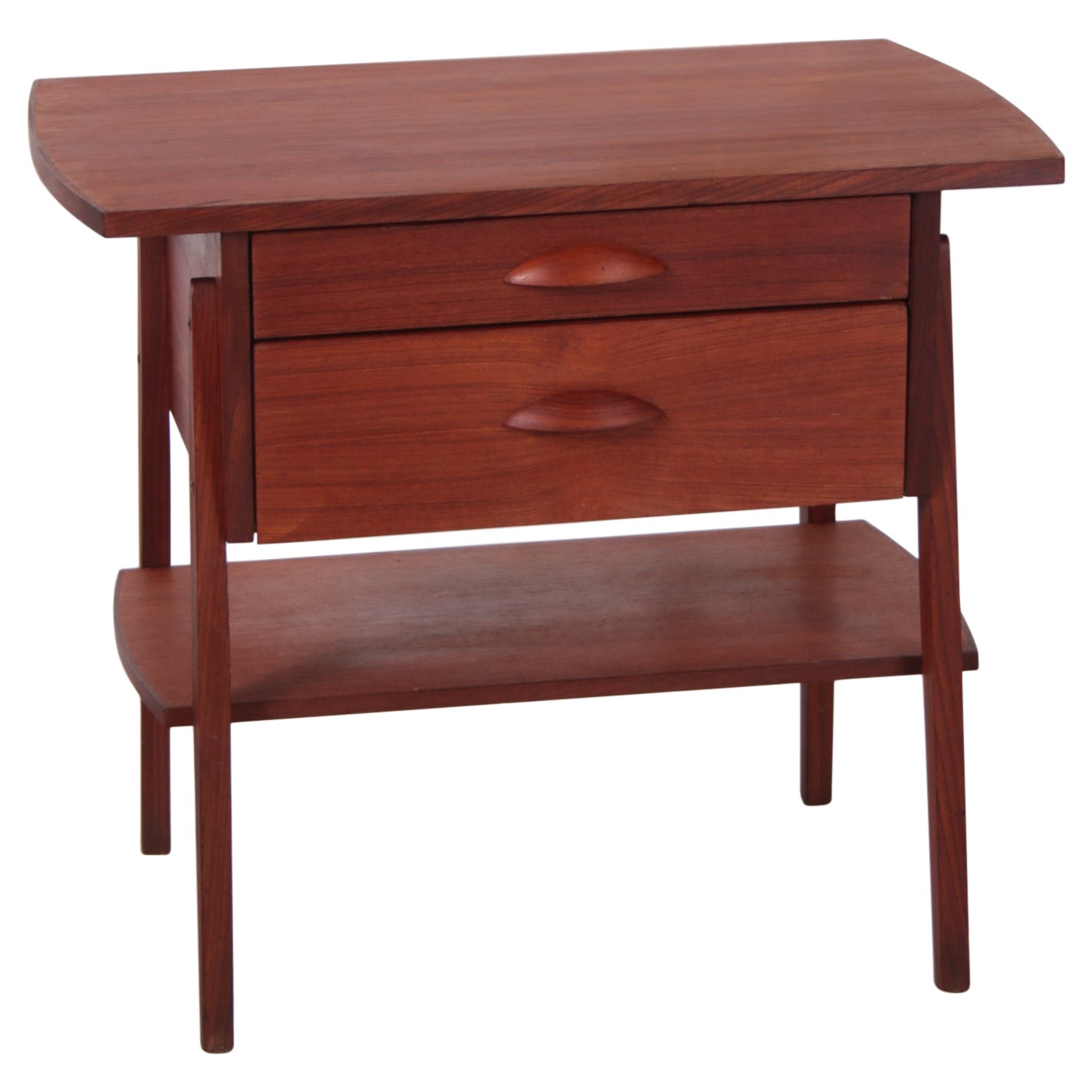 Danish Design Side Table Cabinet Made of Teak with Two Drawers