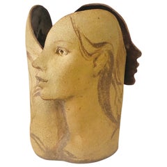 Vintage Studio Ceramic 3 Graces Vessel Vase Sculpture Container
