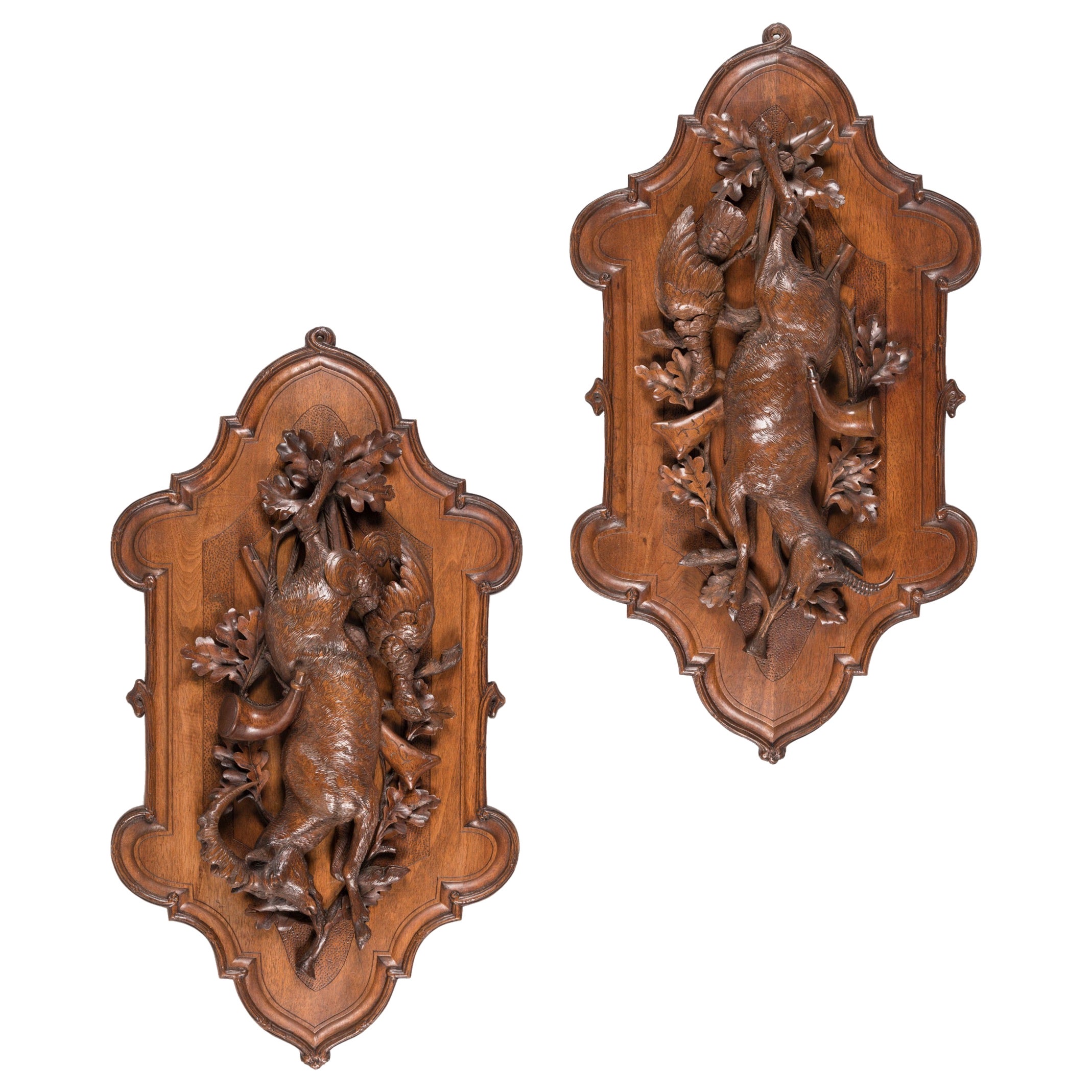 Pair of 19th Century Swiss 'Black Forest' Trophy Hunting Plaques